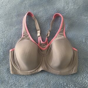 Women's Gray and Pink Sports Bra